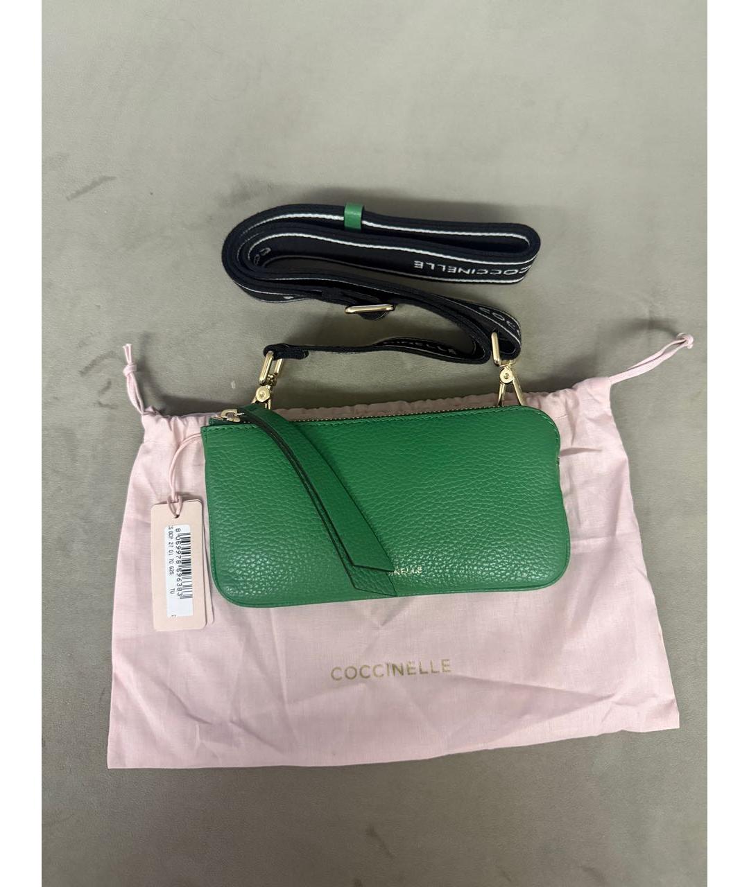 COCCINELLE Зеленая кожаная сумка через плечо, фото 3