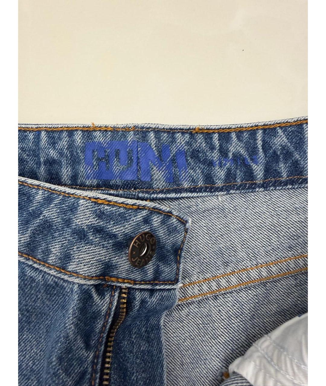 HUGO Синие хлопковые прямые джинсы, фото 3