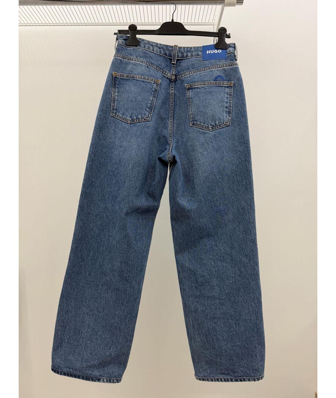 HUGO Синие хлопковые прямые джинсы, фото 2