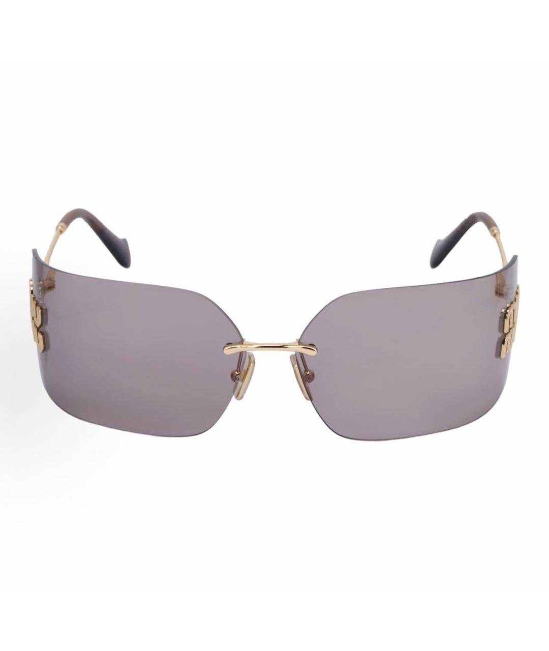 MIU MIU Золотые металлические солнцезащитные очки, фото 3