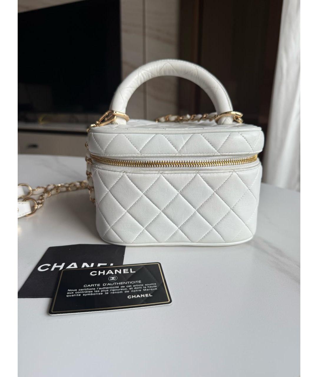 CHANEL Белая кожаная сумка через плечо, фото 9