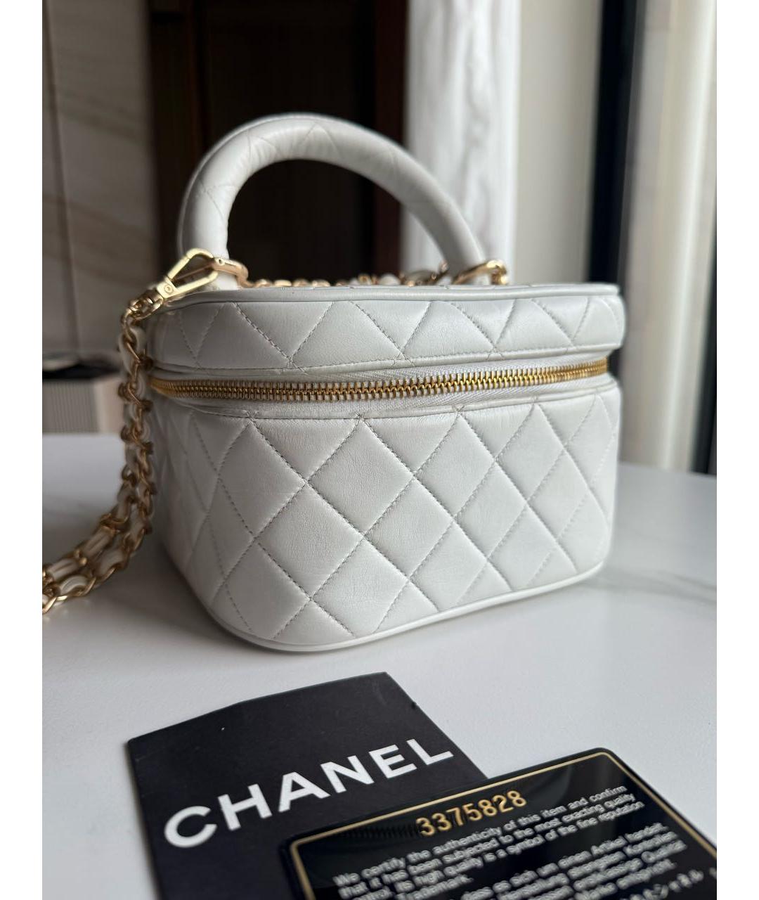 CHANEL Белая кожаная сумка через плечо, фото 3