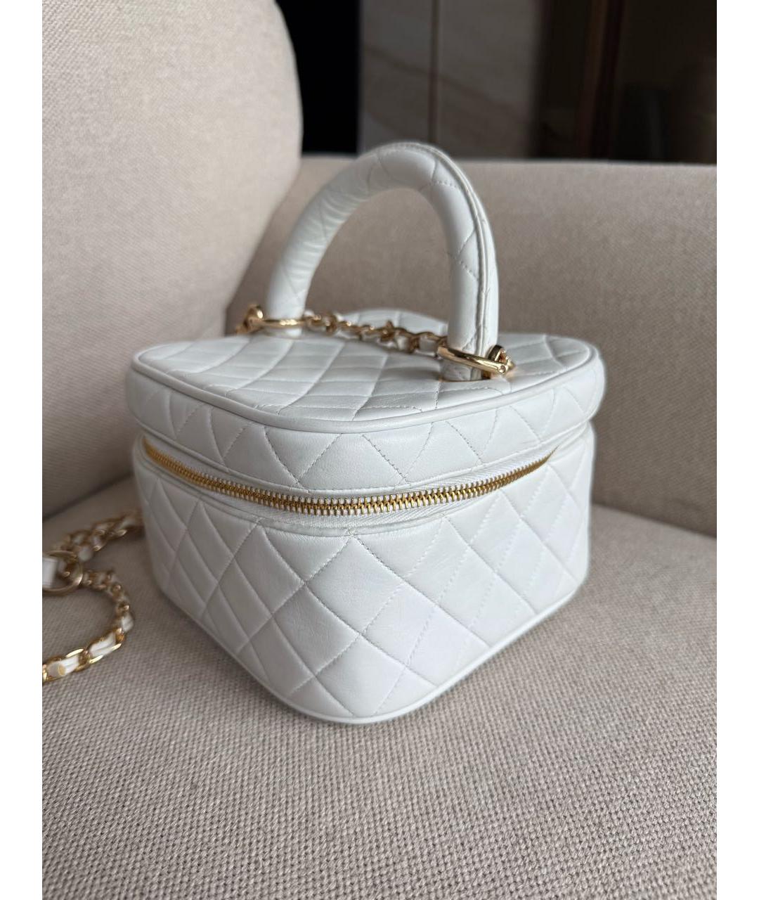 CHANEL Белая кожаная сумка через плечо, фото 7