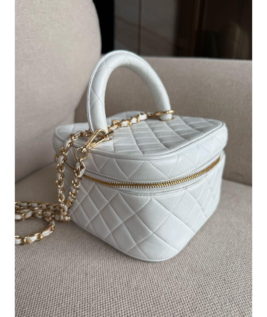 CHANEL Белая кожаная сумка через плечо, фото 6