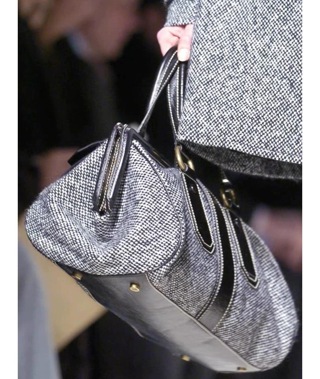 CELINE Черная шерстяная сумка с короткими ручками, фото 2