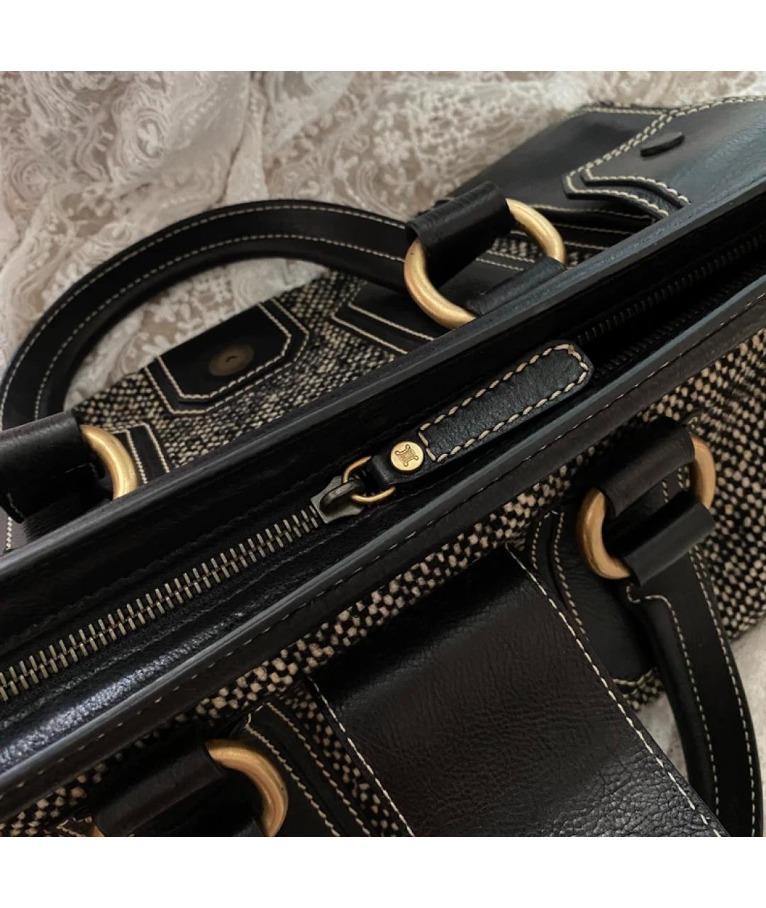 CELINE Черная шерстяная сумка с короткими ручками, фото 5