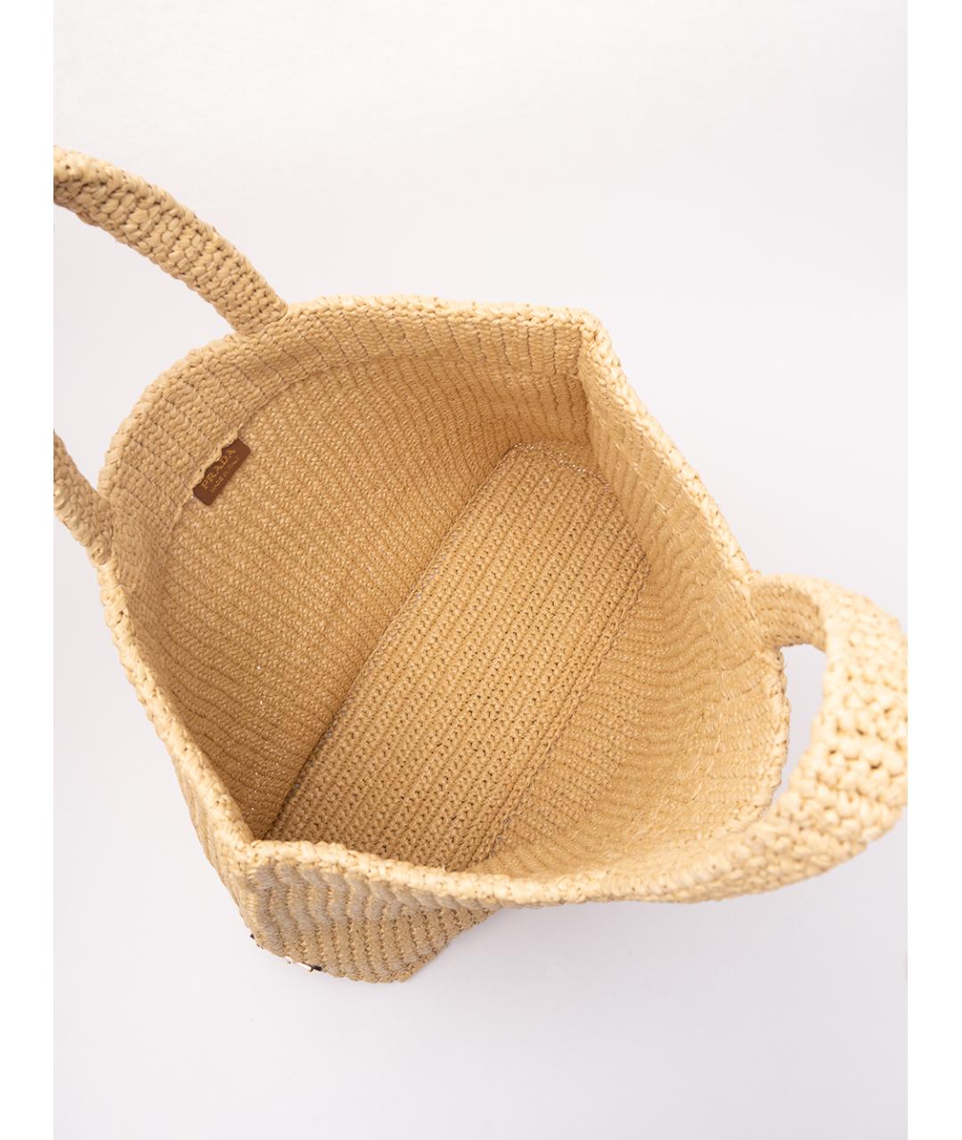 PRADA Бежевая пелетеная сумка тоут, фото 6