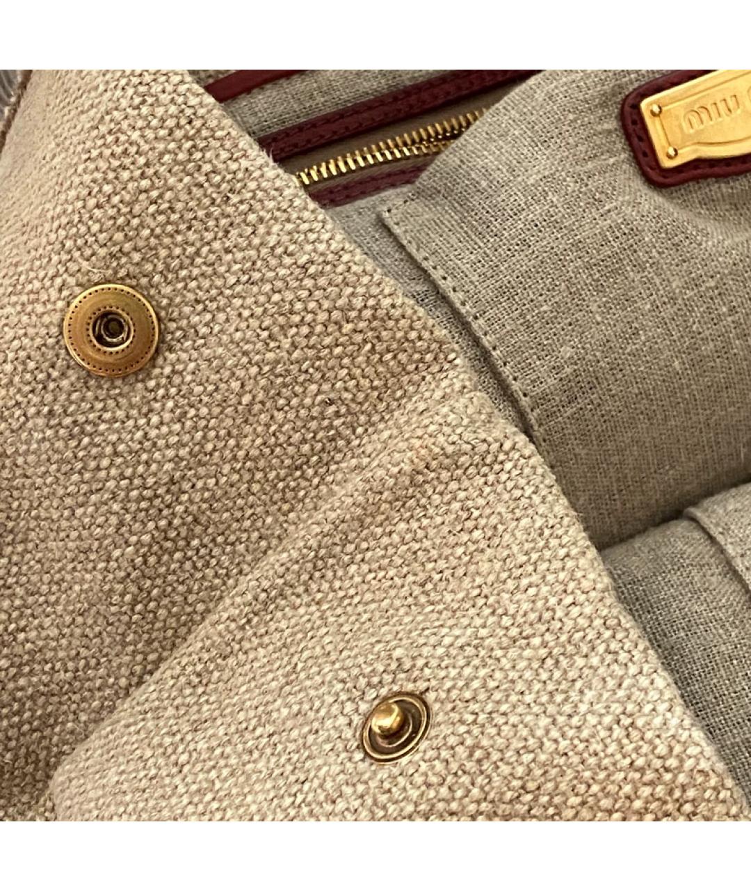MIU MIU Бежевая льняная сумка тоут, фото 5