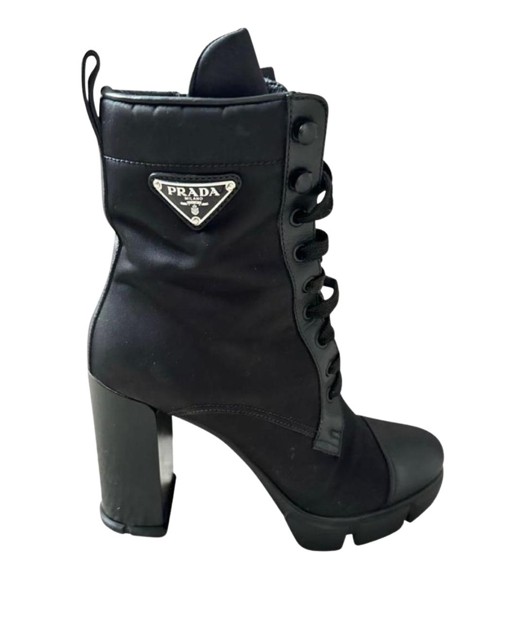 PRADA Черные кожаные ботильоны, фото 1