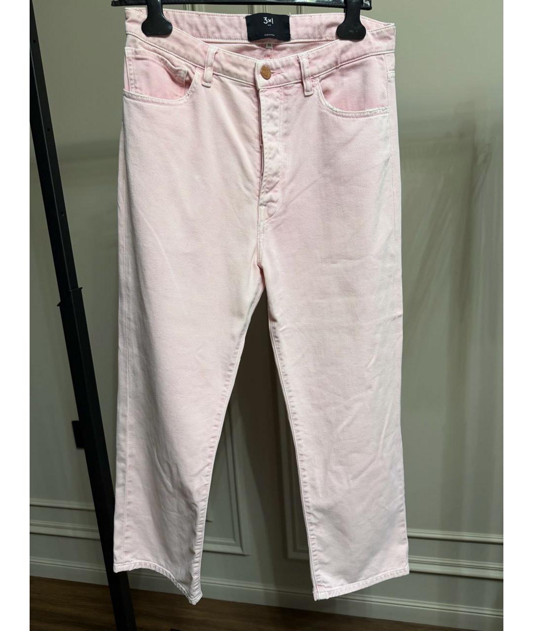 3X1 Розовые хлопко-эластановые прямые джинсы, фото 5