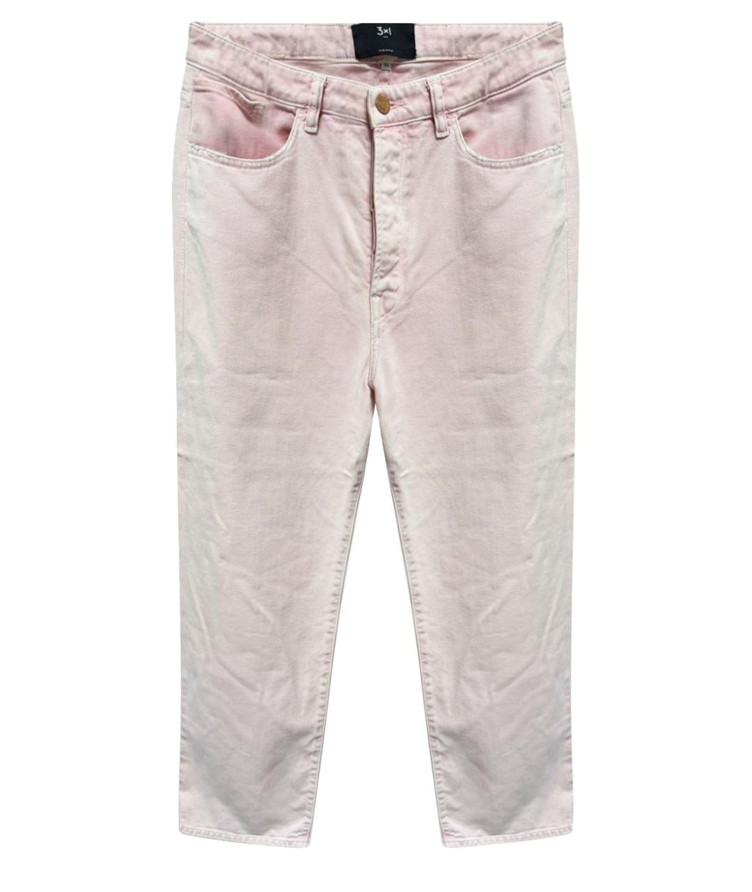 3X1 Розовые хлопко-эластановые прямые джинсы, фото 1