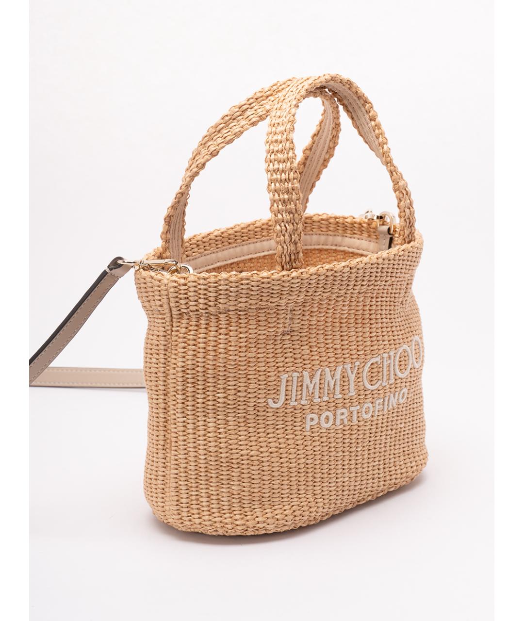 JIMMY CHOO Бежевая пелетеная сумка тоут, фото 3