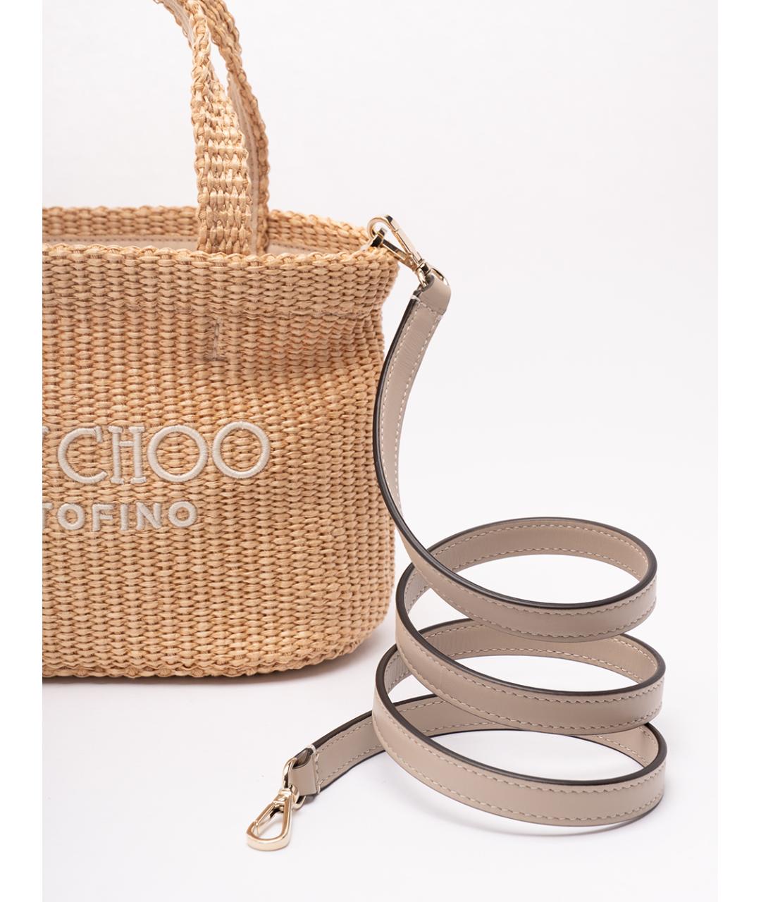 JIMMY CHOO Бежевая пелетеная сумка тоут, фото 4