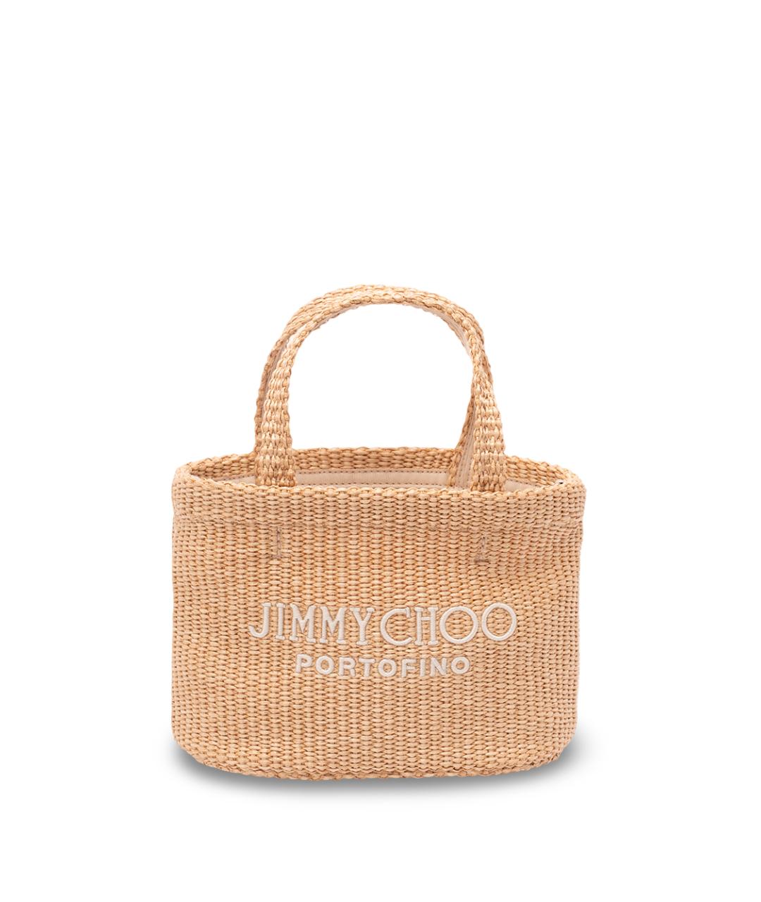 JIMMY CHOO Бежевая пелетеная сумка тоут, фото 6