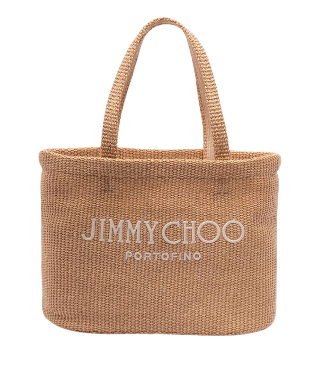 JIMMY CHOO Бежевая пелетеная сумка тоут, фото 1