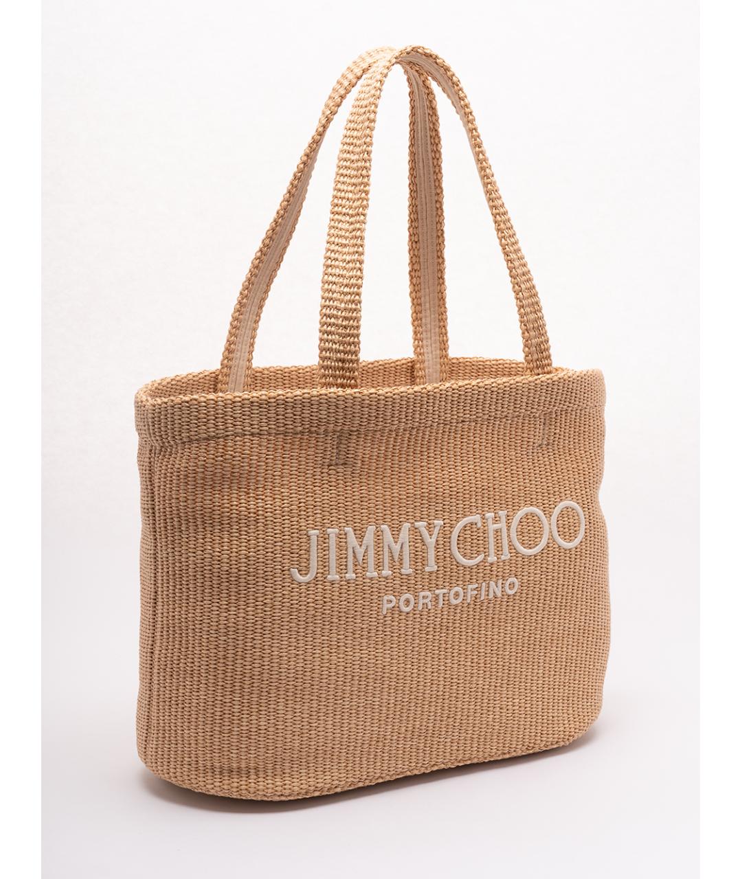 JIMMY CHOO Бежевая пелетеная сумка тоут, фото 3