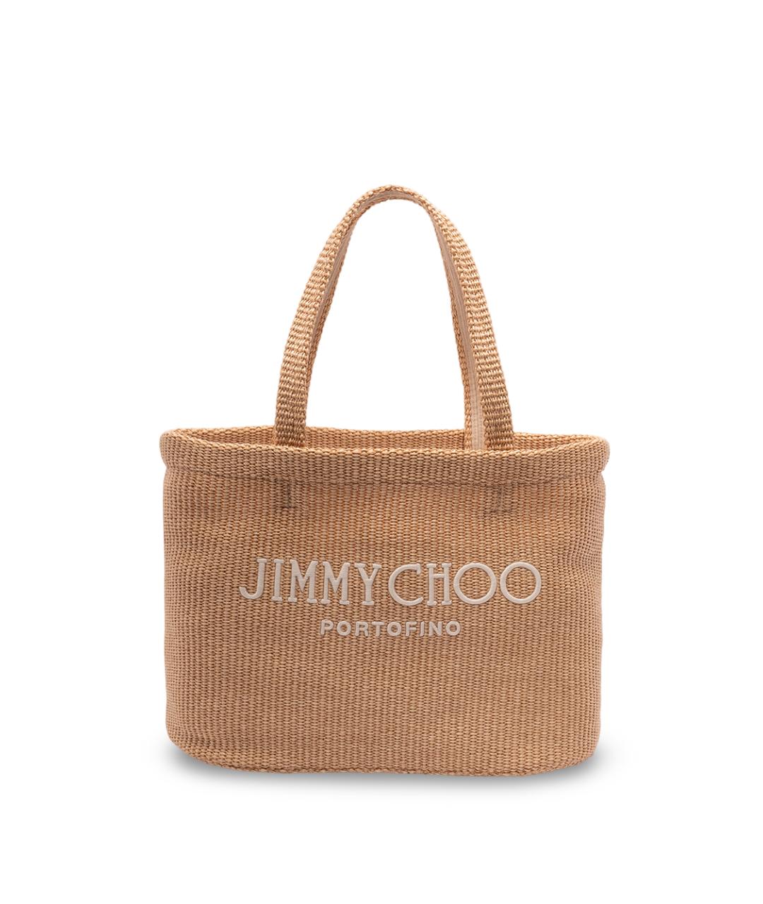 JIMMY CHOO Бежевая пелетеная сумка тоут, фото 6