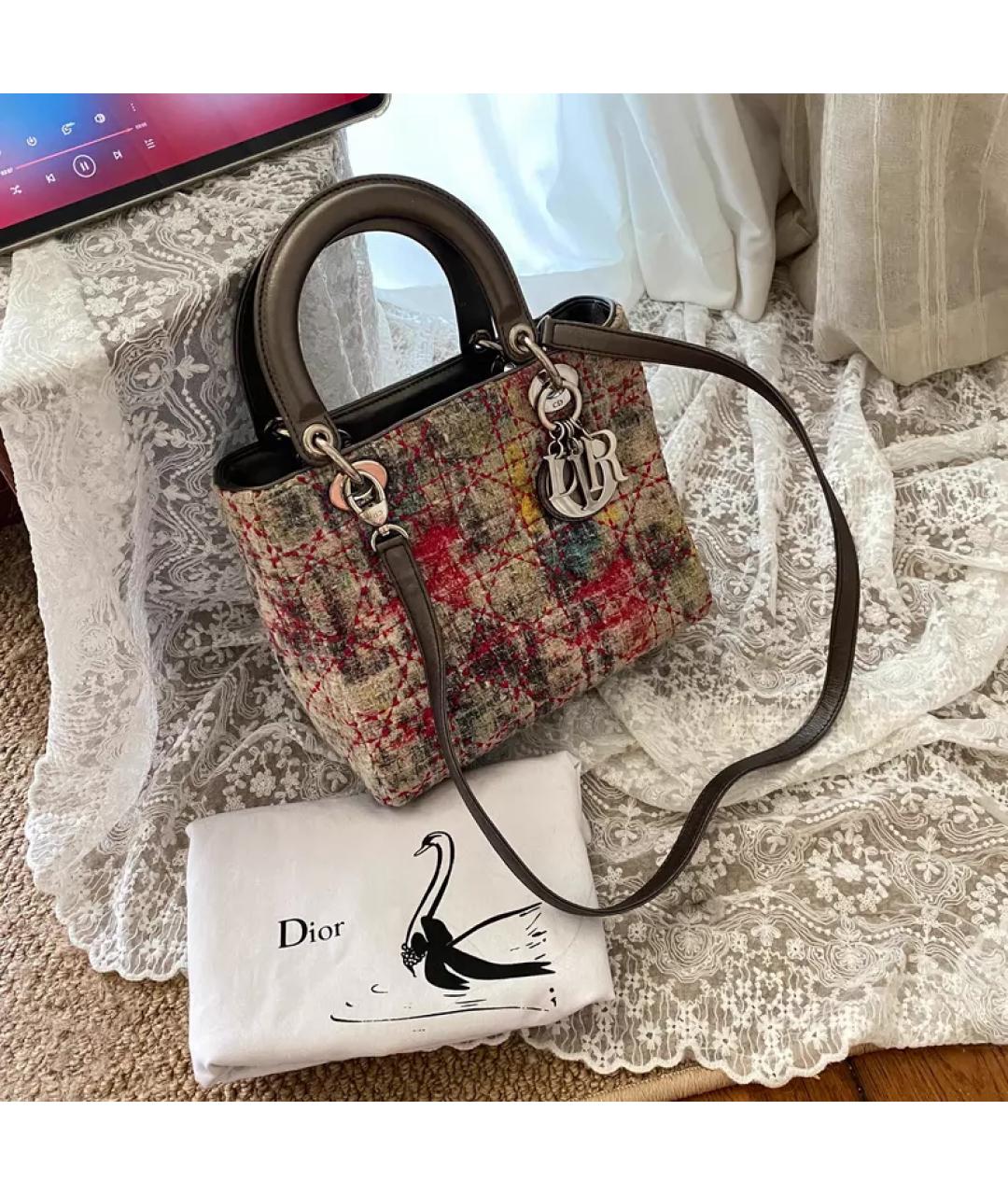 CHRISTIAN DIOR Мульти шерстяная сумка с короткими ручками, фото 6