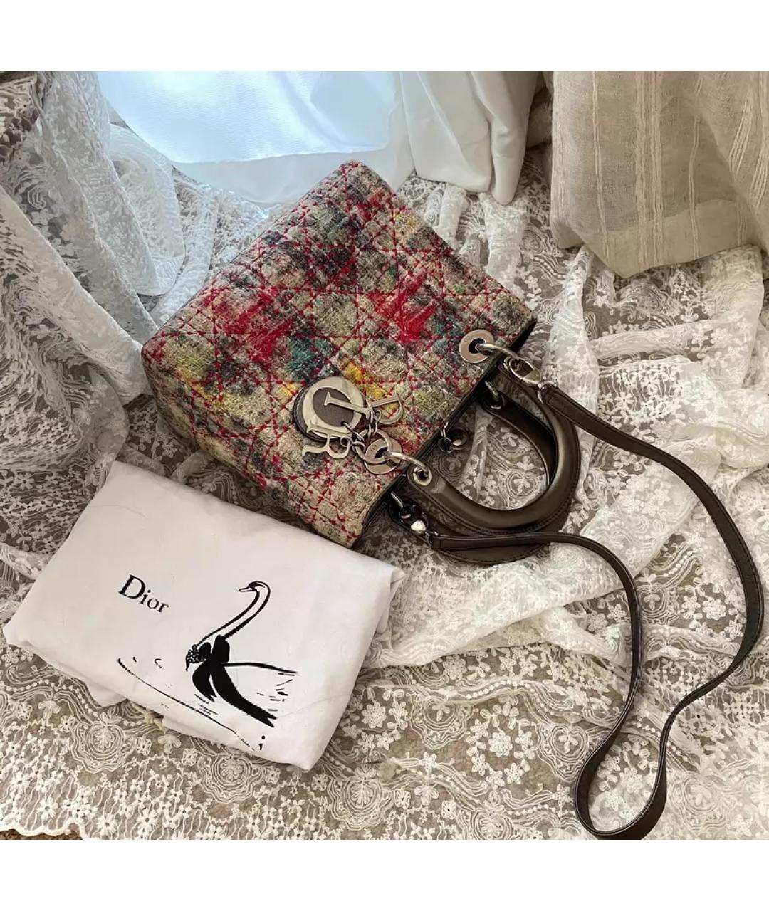 CHRISTIAN DIOR Мульти шерстяная сумка с короткими ручками, фото 2