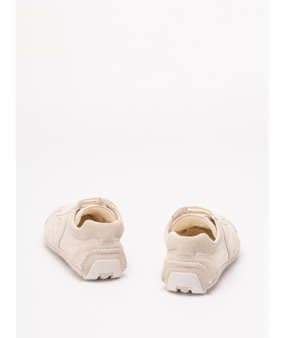PRADA Бежевые текстильные низкие кроссовки / кеды, фото 3
