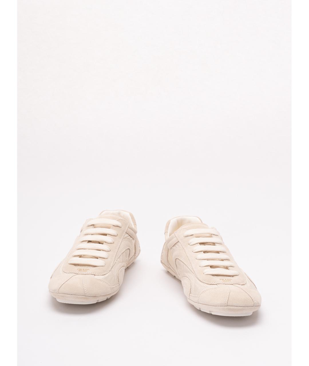 PRADA Бежевые текстильные низкие кроссовки / кеды, фото 2