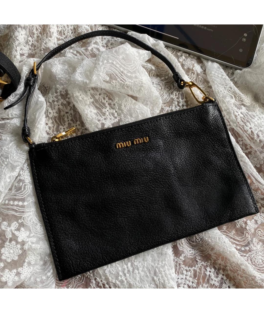 MIU MIU Черная кожаная сумка через плечо, фото 2