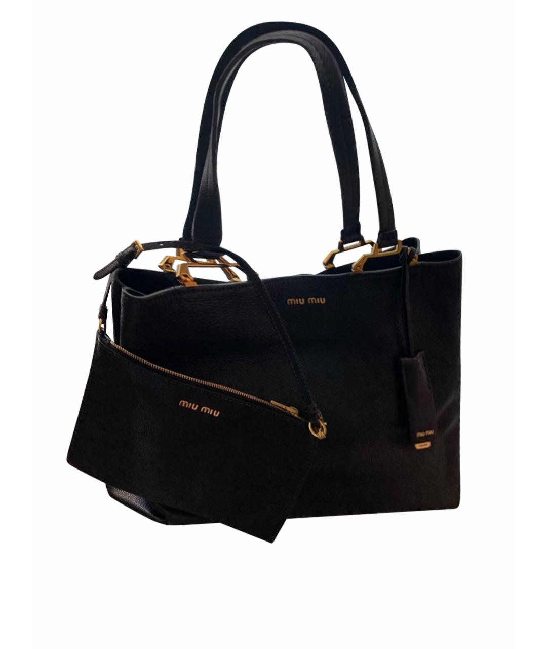 MIU MIU Черная кожаная сумка через плечо, фото 1