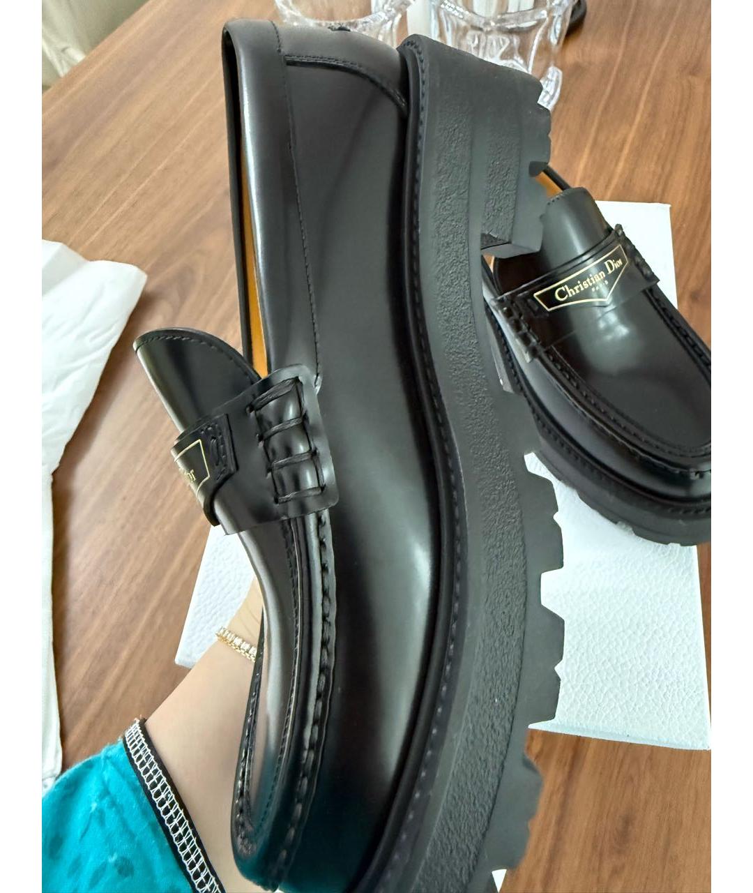 CHRISTIAN DIOR Черные лоферы из лакированной кожи, фото 5