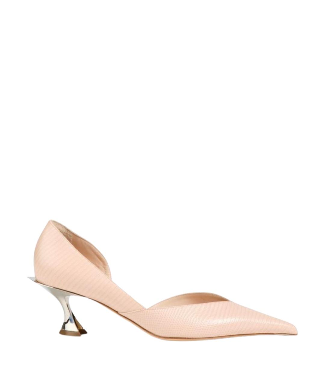 MUGLER Розовые кожаные лодочки на низком каблуке, фото 1