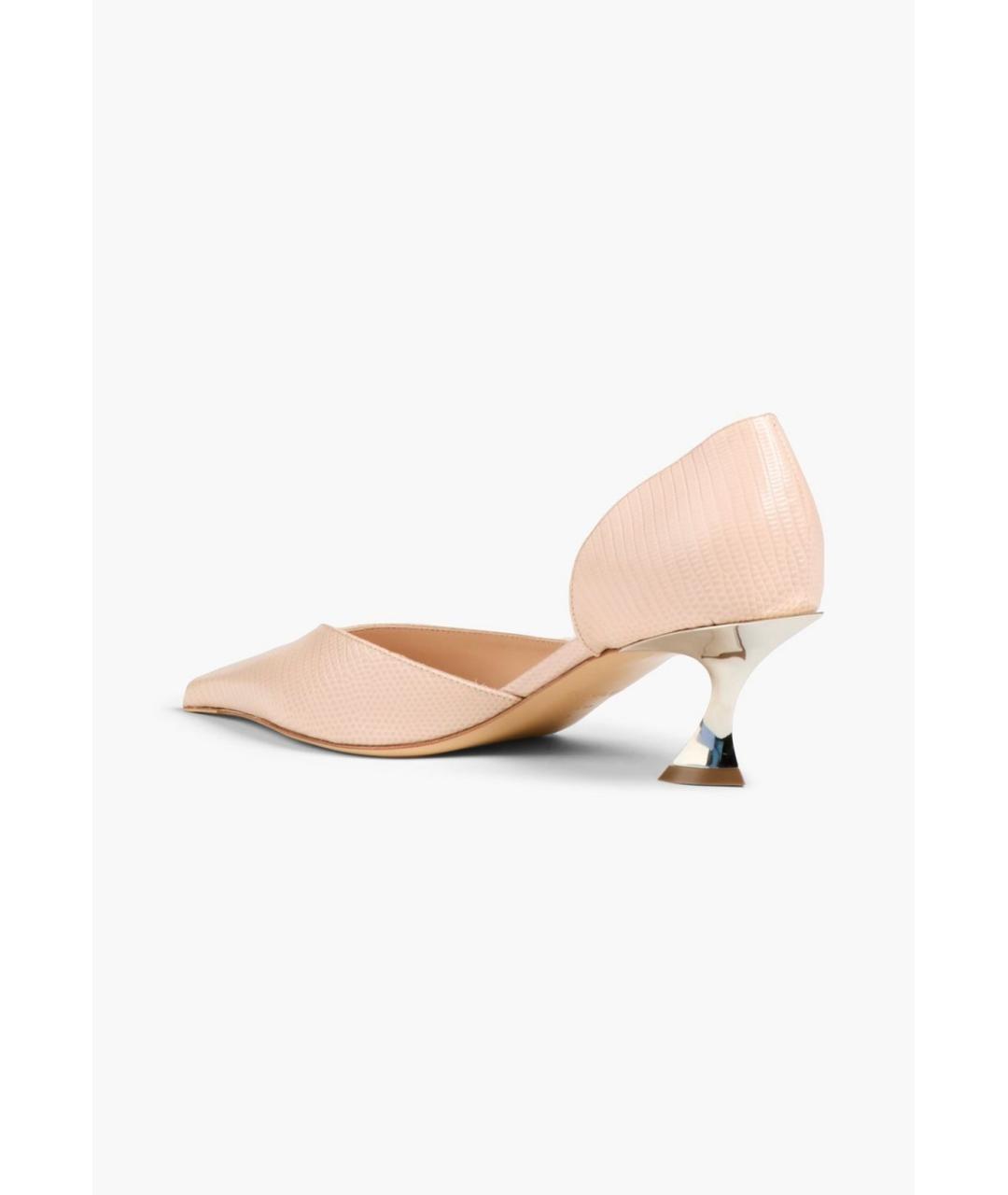 MUGLER Розовые кожаные лодочки на низком каблуке, фото 3