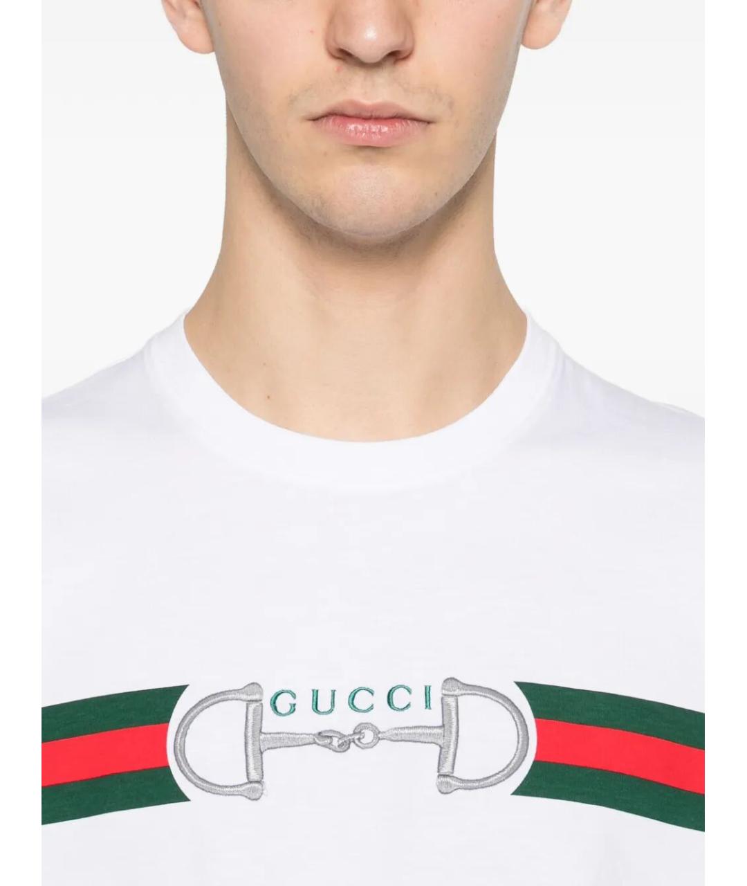 GUCCI Белая хлопковая футболка, фото 5