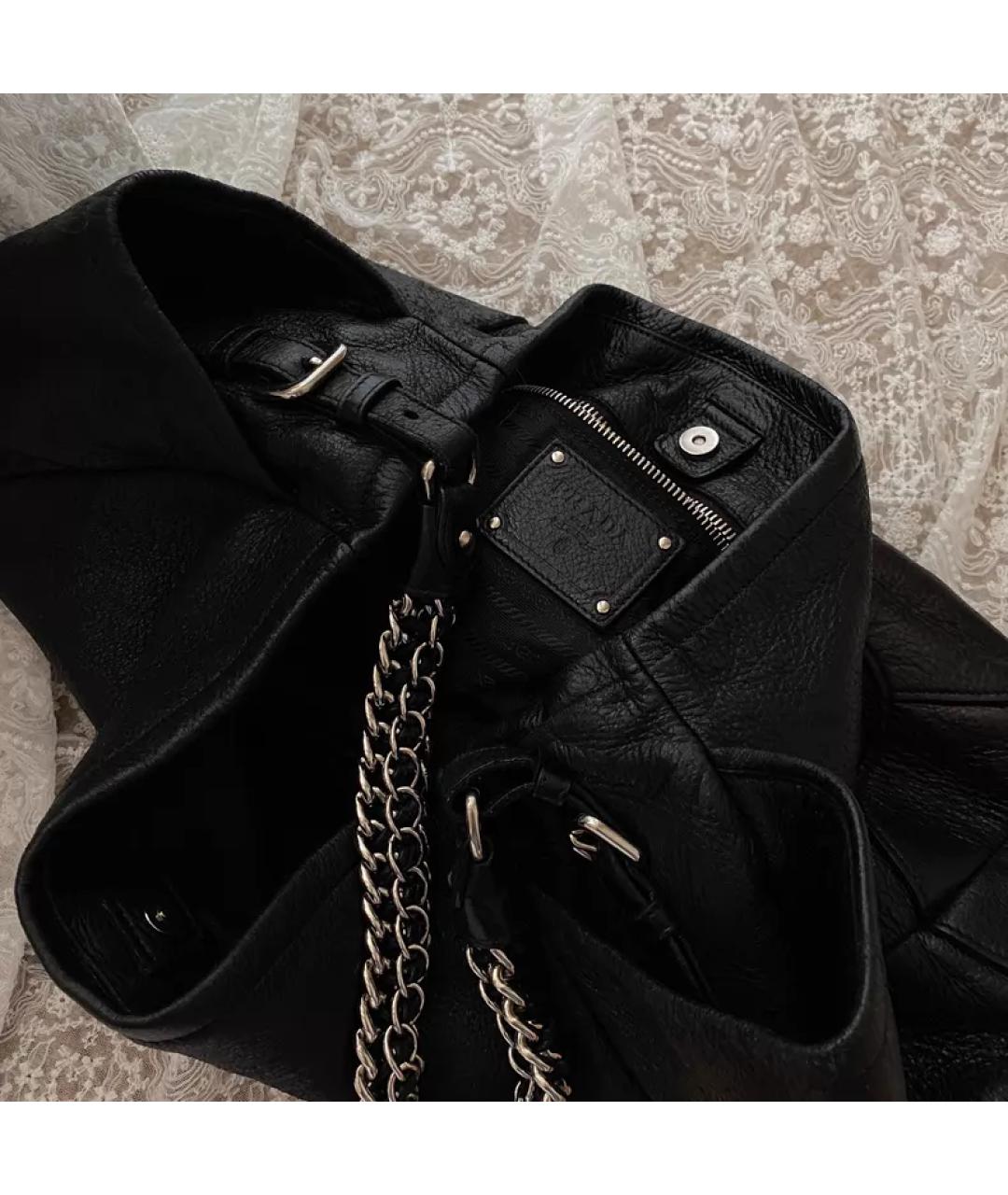 PRADA Черная кожаная сумка тоут, фото 5