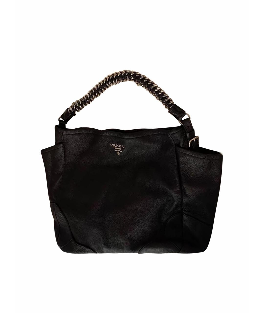 PRADA Черная кожаная сумка тоут, фото 1