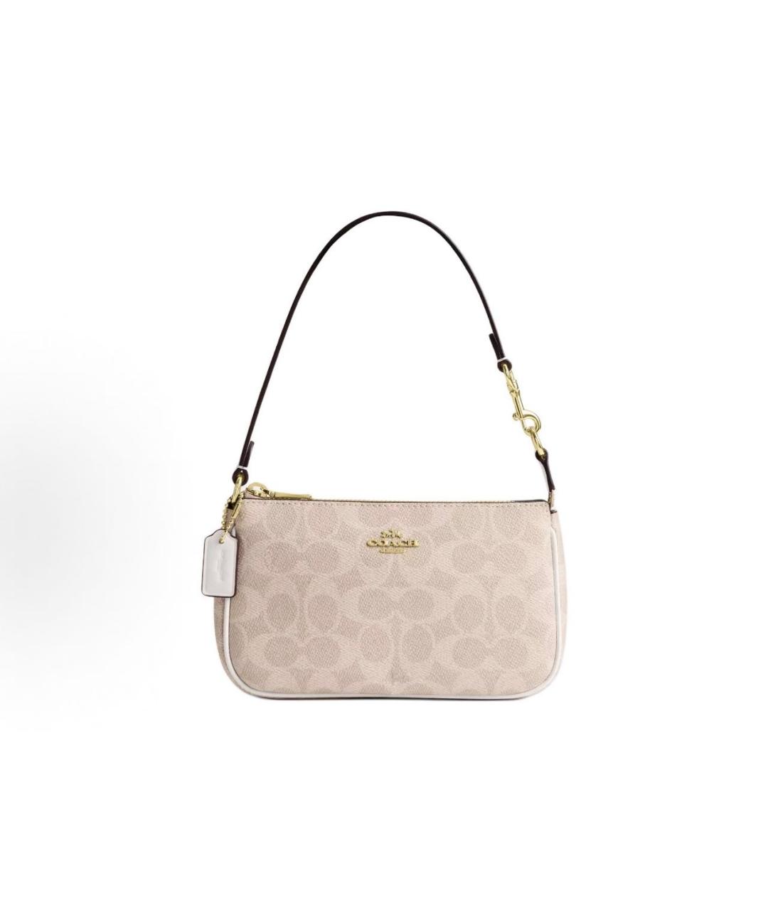 COACH Бежевая сумка с короткими ручками, фото 5