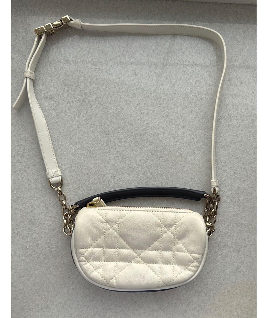 CHRISTIAN DIOR Белая кожаная сумка через плечо, фото 3