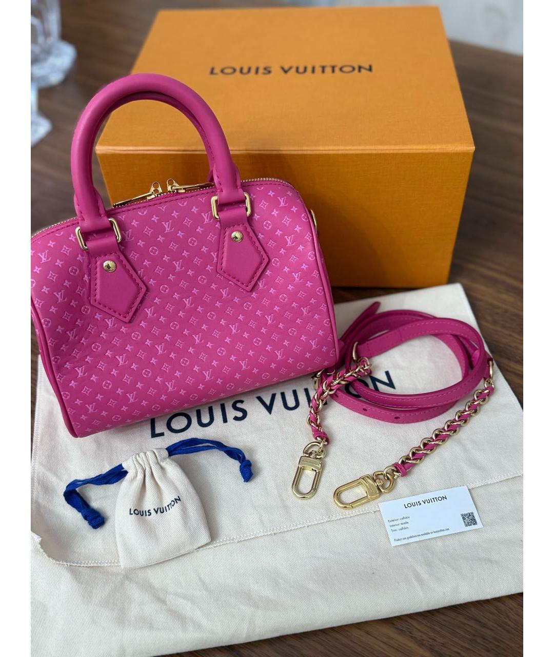 LOUIS VUITTON Розовая кожаная сумка с короткими ручками, фото 2