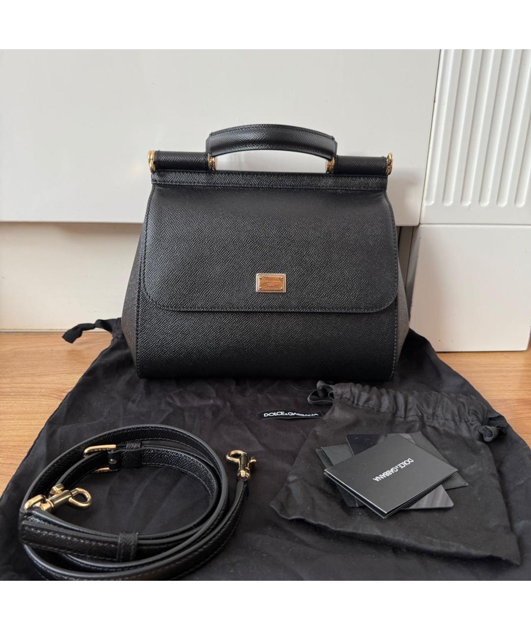 DOLCE&GABBANA Черная кожаная сумка с короткими ручками, фото 9