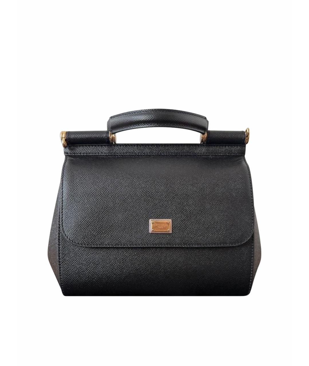 DOLCE&GABBANA Черная кожаная сумка с короткими ручками, фото 1