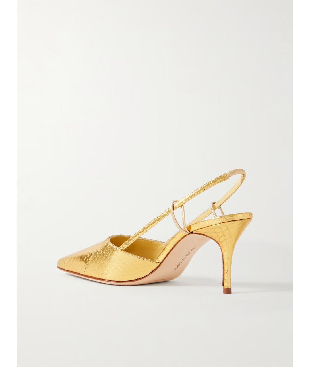 MANOLO BLAHNIK Золотые кожаные туфли, фото 4