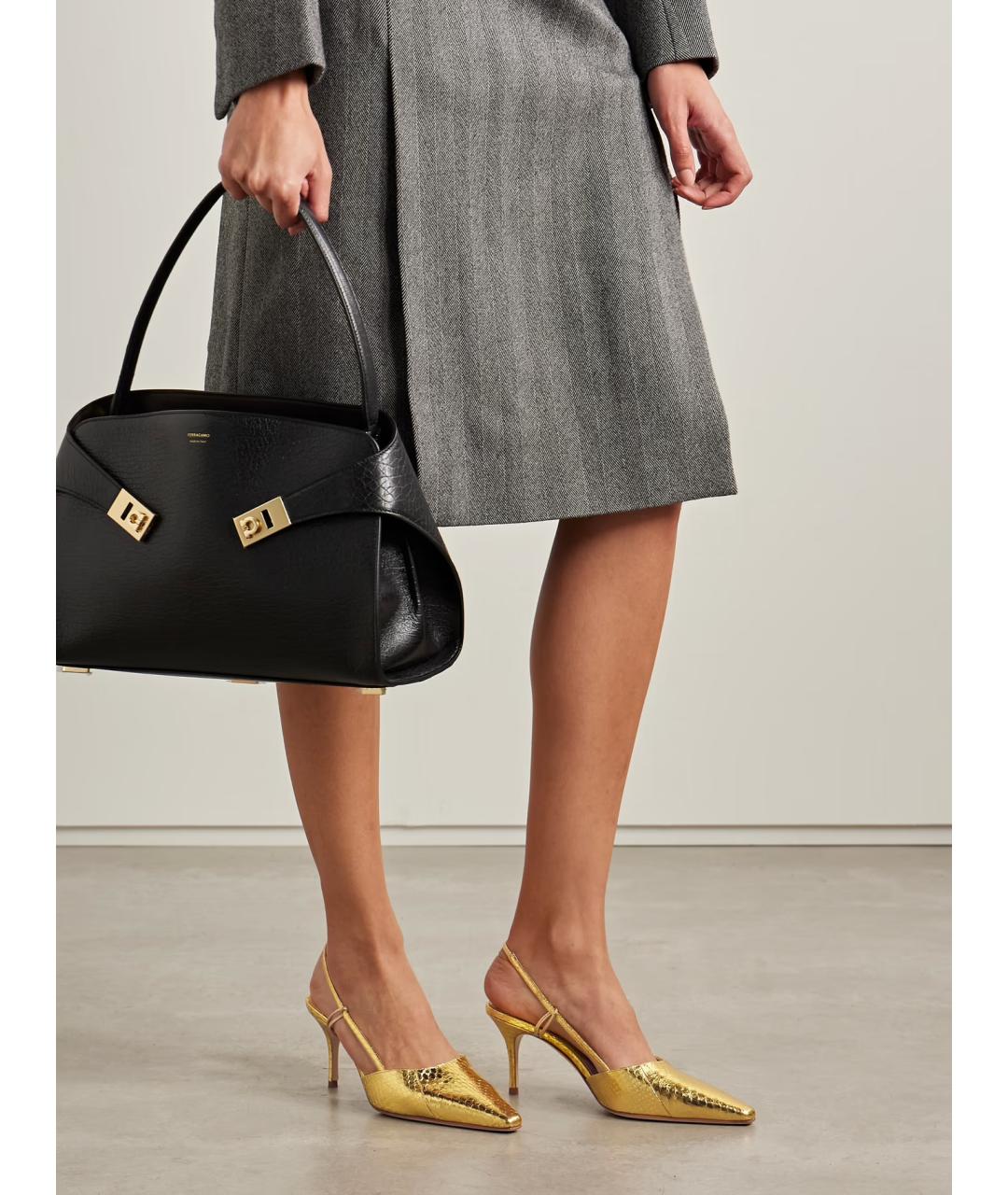 MANOLO BLAHNIK Золотые кожаные туфли, фото 2