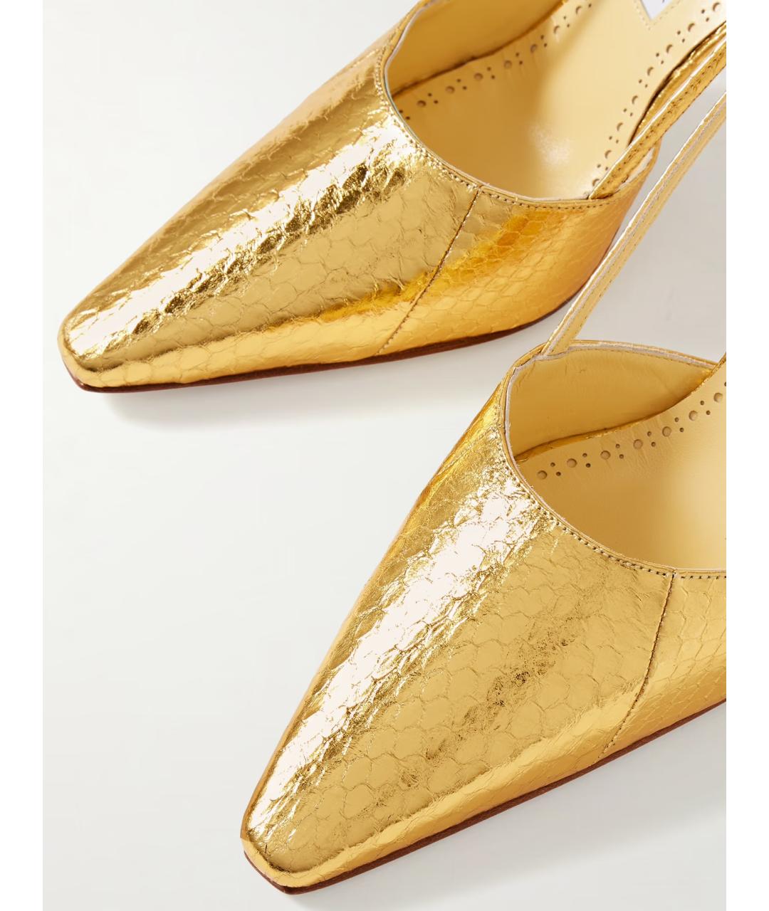 MANOLO BLAHNIK Золотые кожаные туфли, фото 3