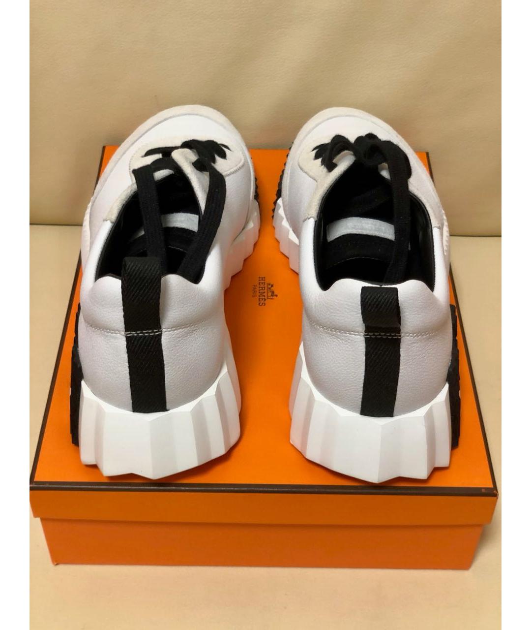 HERMES Белые кожаные кроссовки, фото 3