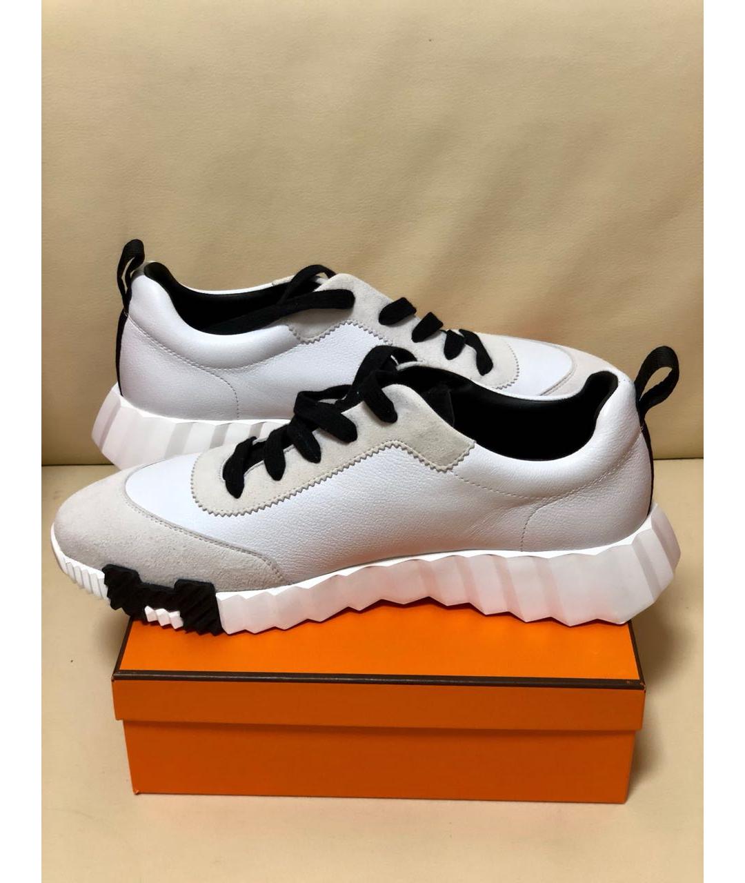 HERMES Белые кожаные кроссовки, фото 5