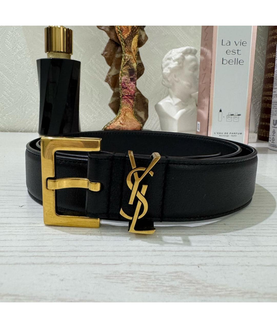 SAINT LAURENT Черный кожаный ремень, фото 5