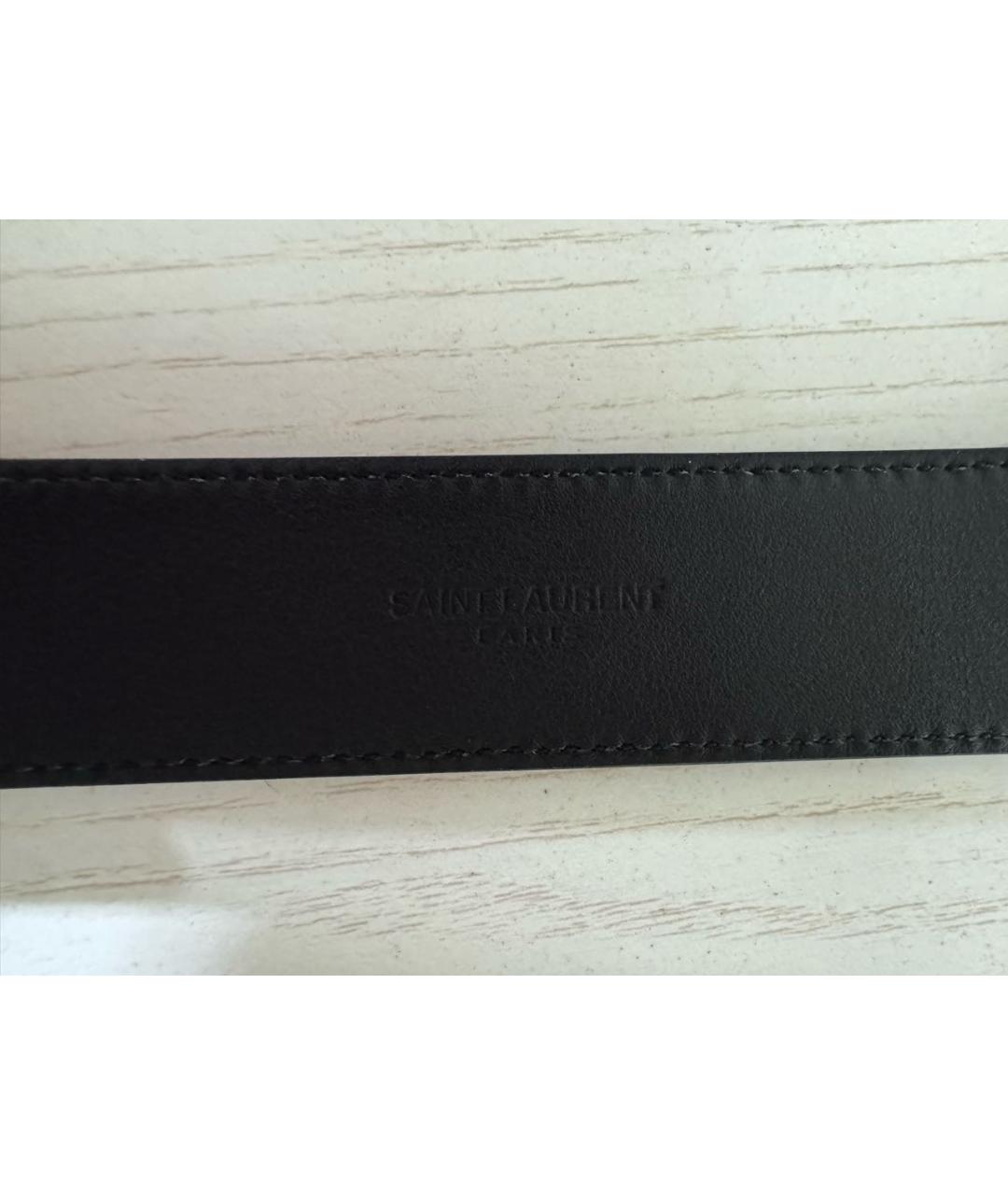 SAINT LAURENT Черный кожаный ремень, фото 3