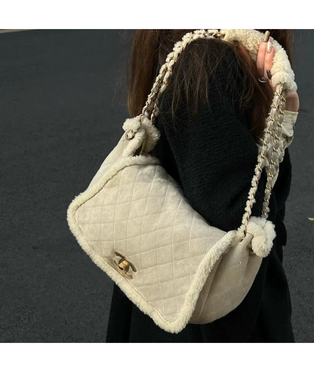 CHANEL Бежевая сумка с короткими ручками, фото 2