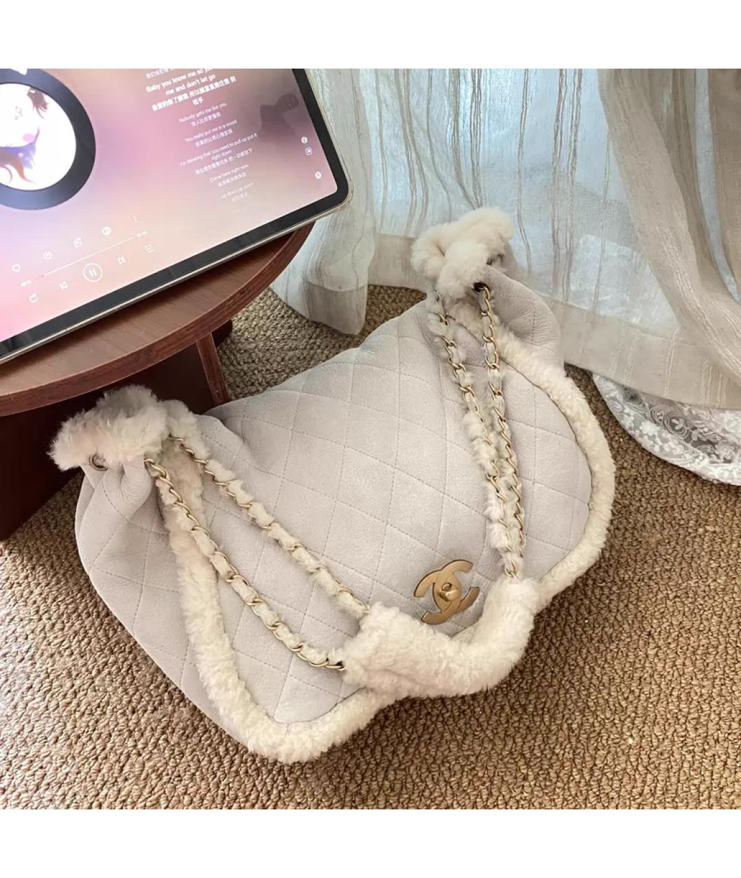 CHANEL Бежевая сумка с короткими ручками, фото 5