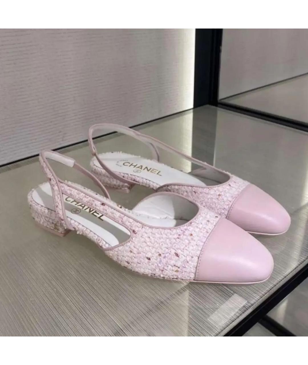 CHANEL Розовые текстильные туфли, фото 3
