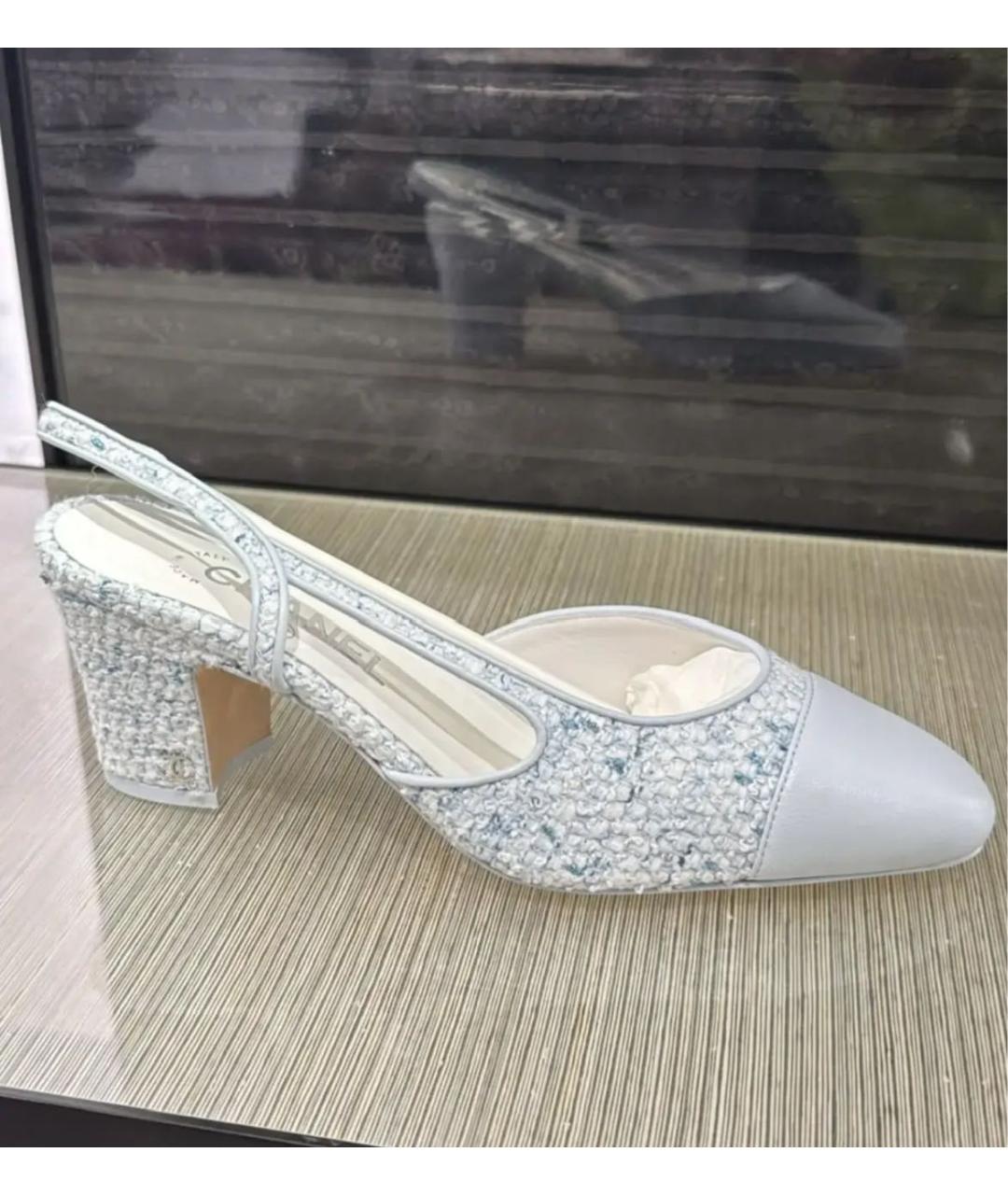 CHANEL Голубые текстильные туфли, фото 2