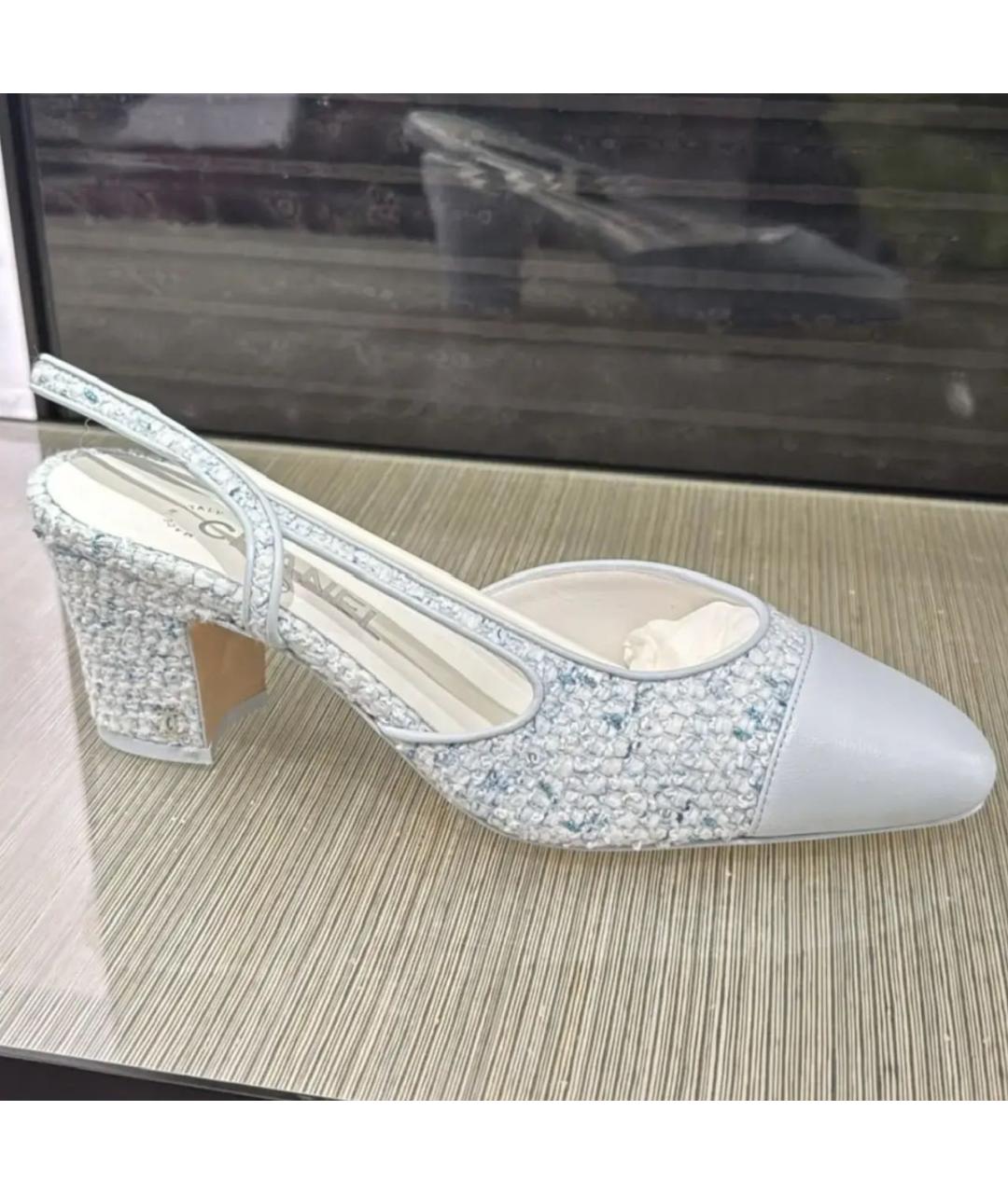 CHANEL Голубые текстильные туфли, фото 3